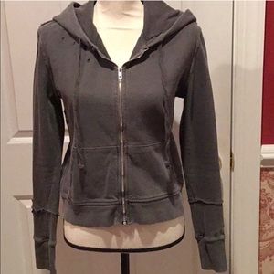 Free people zip up hoodie distressed